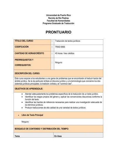 PRONTUARIO. Universidad De Puerto Rico Recinto De Río Piedras Facultad ...