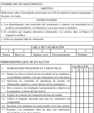 TABLA DE VALORACIÓN  