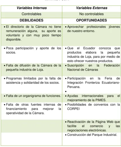 CUADRO # 6 MATRIZ FODA 