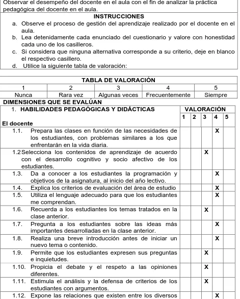 TABLA DE VALORACIÓN 3 