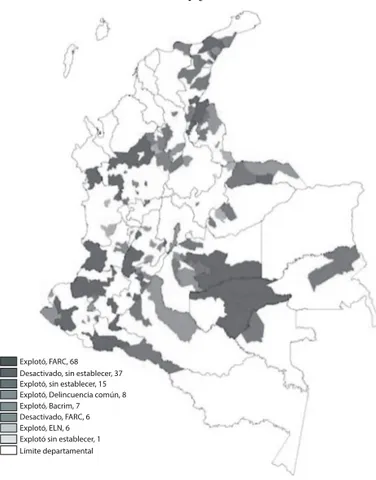 Figura 5. Localización de actos de terrorismo realizados por GAML  entre enero y junio 2013