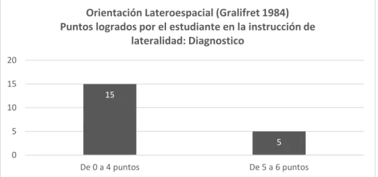 Figura 5. Resultados del Pre-Test de Orientación Lateroespacial (Datos recolectados por  la autora con base en Gralifret, 1984)