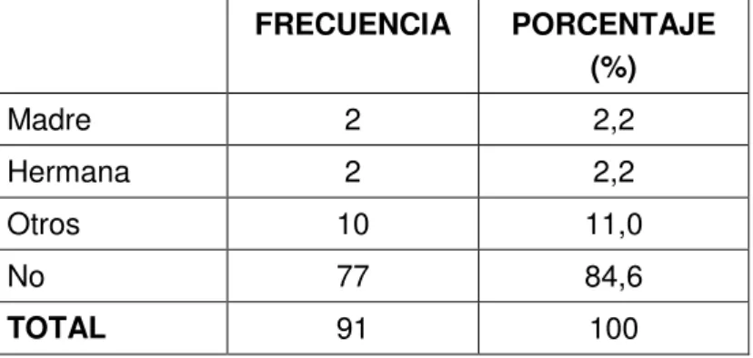 CUADRO Nº 11 2% 2% 11% 85%  Madre HermanaOtrosNo