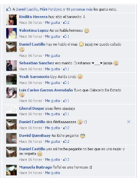 Figura 2. Parte de conversación en Facebook. 