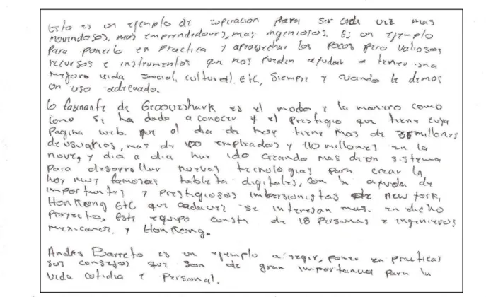 Figura  2. Parte de un escrito a mano. 
