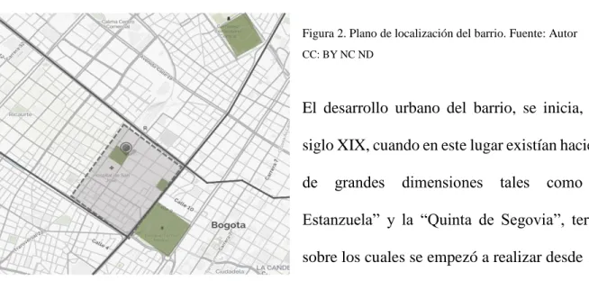 Figura 2. Plano de localización del barrio. Fuente: Autor  CC: BY NC ND 