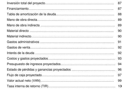 Tabla de amortización de la deuda………………………………………………. 