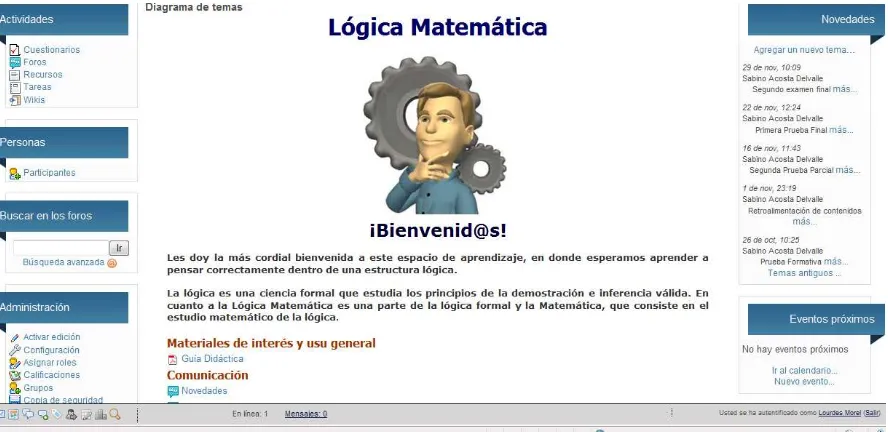 Figura 1. Aula de la asignatura Lógica Matemática de la carrera semipresencial Lic. en Educación Matemática