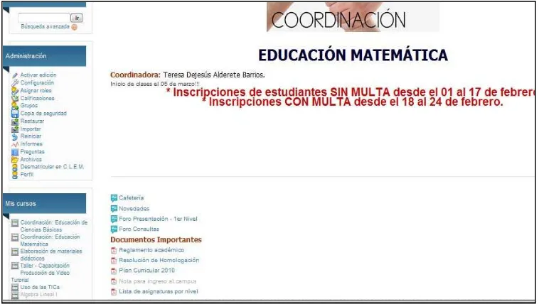 Figura 5. Aula de Coordinación de la carrera Lic. en Educación Matemática. (Morel, 2013)  