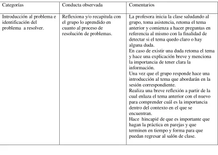 Tabla 7. Observación  de la docente de Informática y Computación  