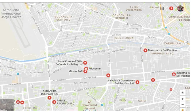 Figura 1. Mapa de Ubicación de la empresa MIMCO. Google Maps. 
