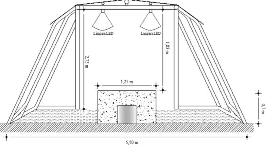 Fig. 3.1 Vista frontal de la estructura de la isla experimental.  