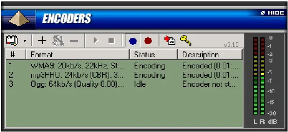 tabla como emisor ya que Se lo considera en la recoge la señal, la codifica y envía. Este programa traduce en formatos de audio como: aacPlusv2, MP3, mp3PRO, Ogg o Windows Media