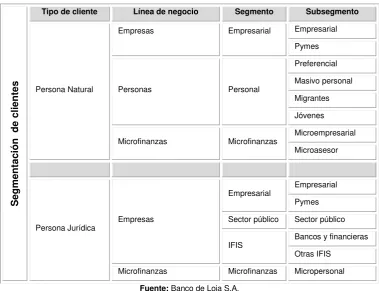 Tabla 12: Segmentación de productos 