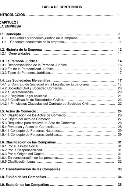 TABLA DE CONTENIDOS 