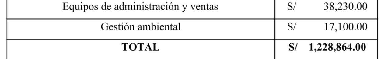 Cuadro resumen de la inversión fija intangible: 