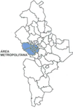 Figura 3.8 Ubicación del Área Metropolitana de Monterrey en Nuevo León