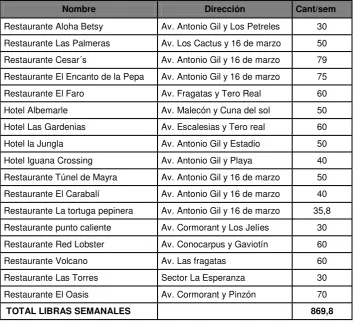 Tabla 5: Clientes mayoristas 