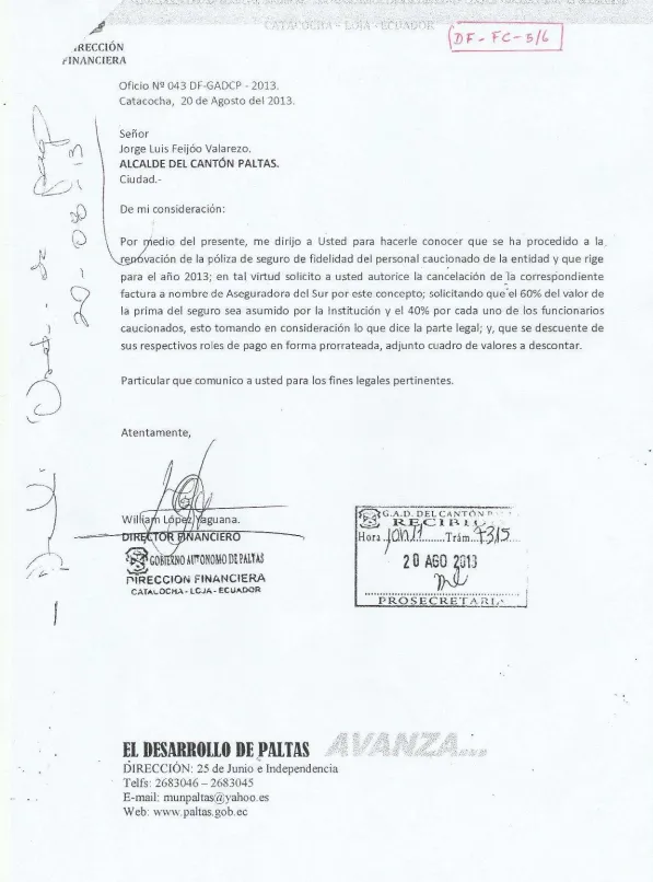 cuadro de valores a descontar.