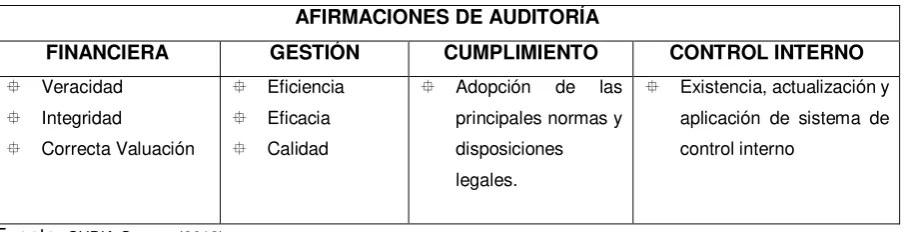 Tabla 6: Afirmaciones de Auditoria 