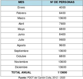 Cuadro Nº 14: Afluencia de turistas el año 2011 (Laguna de Colta)