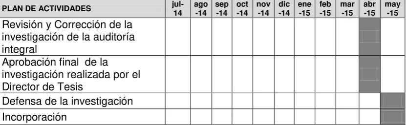 Tabla 4: Cronograma de Actividades.                                