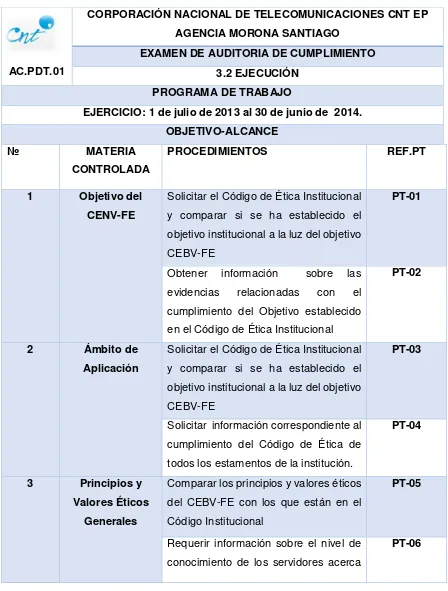 Cuadro 10: Programa de trabajo 