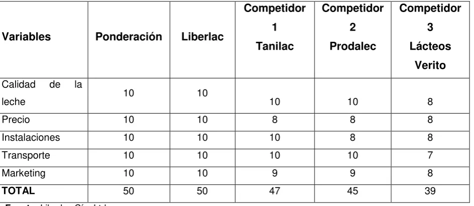 Tabla 11. Matriz de análisis de competencias.