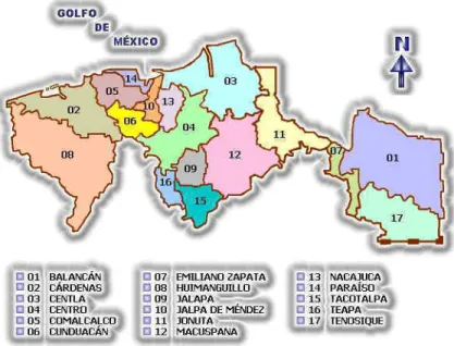 Figura 4.Municipios del estado de Tabasco. 