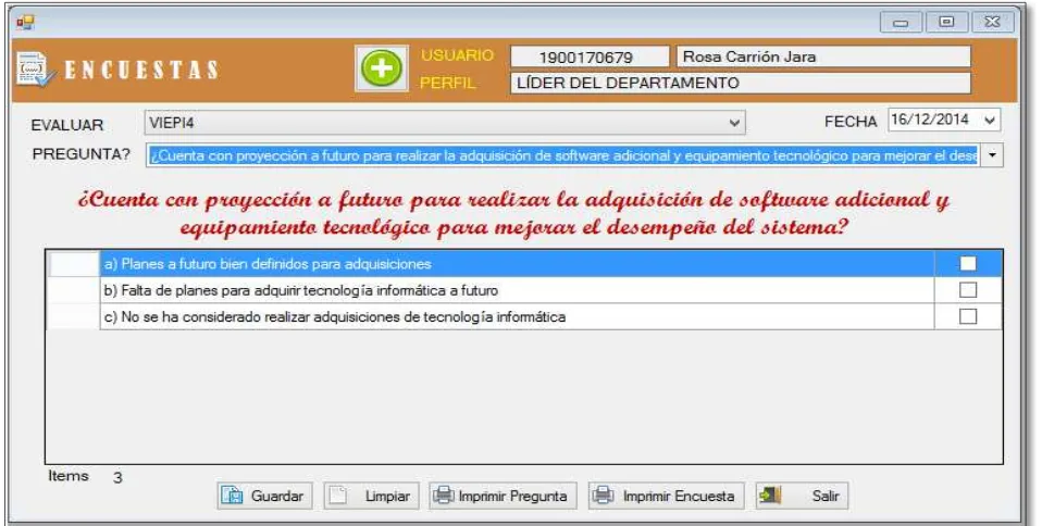 Figura 28: Responder Evaluaciones – Fuente: Evalsis  Elabora por: Autoras, 2014 Encuestas de Evalsis  