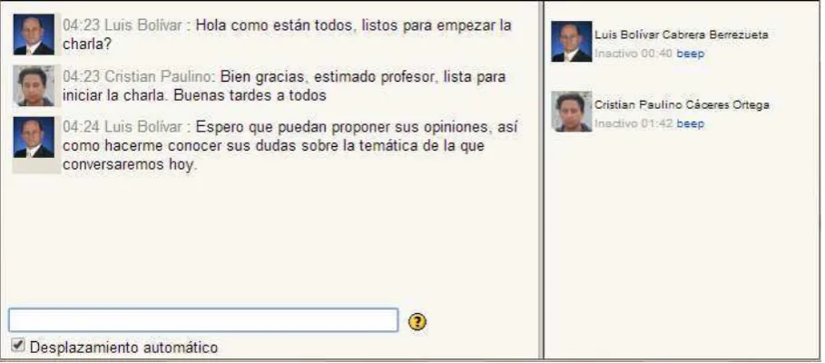Figura 4.21: Sesión de chat en moodle. 