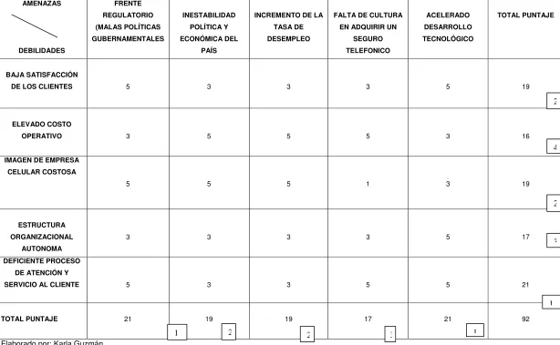 Cuadro 9: Matriz Vulnerabilidad. 