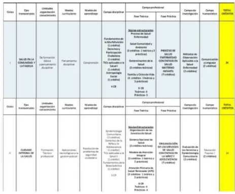 Tabla 9 Distribución  de ciclos por ejes transversales 