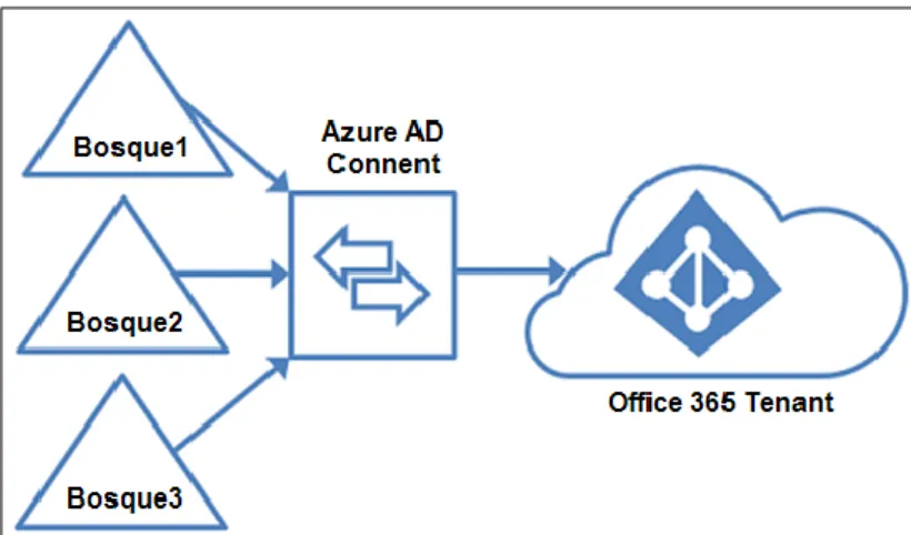 Figura 12. Multi-forest y único Azure AD Connet. 