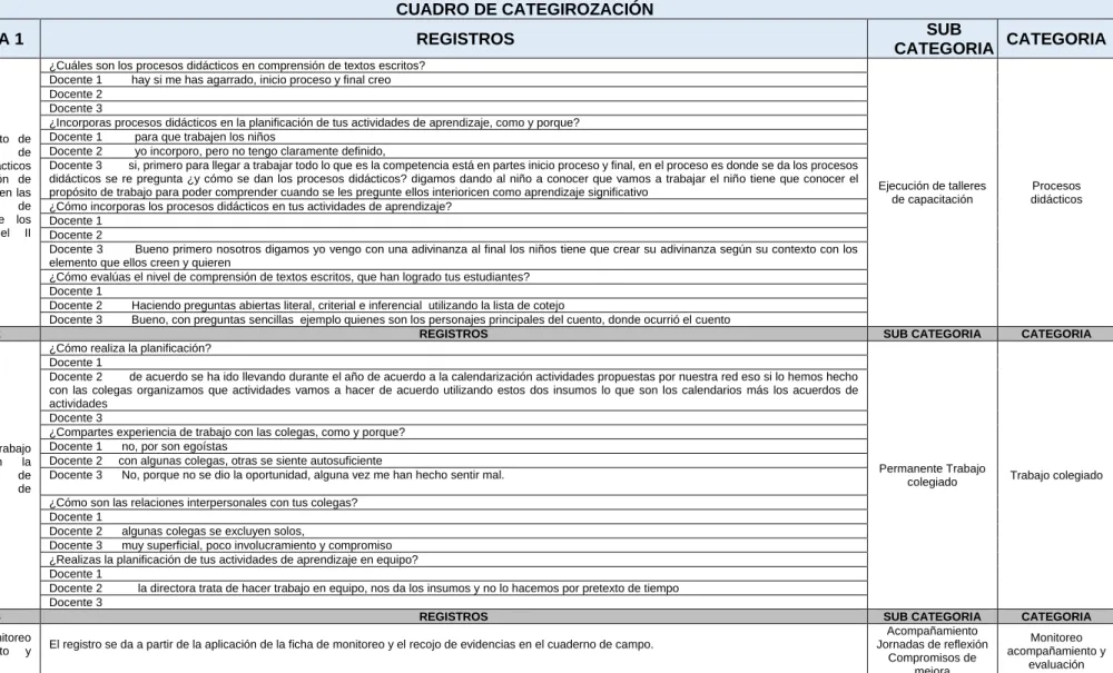 CUADRO DE CATEGIROZACIÓN 