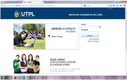 Figura 2: Pantalla de ingreso a servicios académicos. 