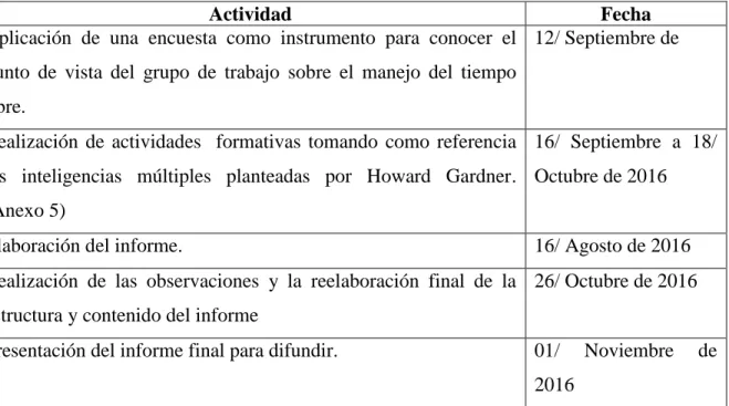 Tabla 4 Plan de trabajo 