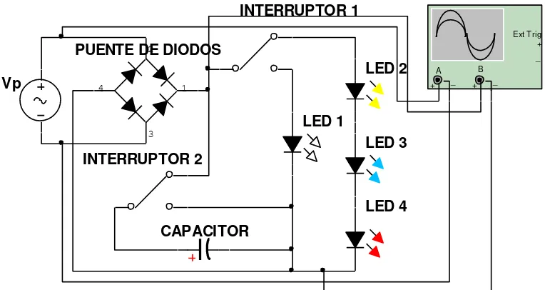 Fig. 4. 2. Circuito electrónico de las plantillas piezoeléctricas simulado en Multisim