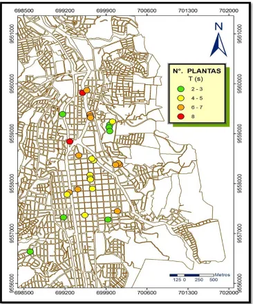 Figura 4.1. Distribución de los edificios seleccionados para el estudio en la ciudad de Loja