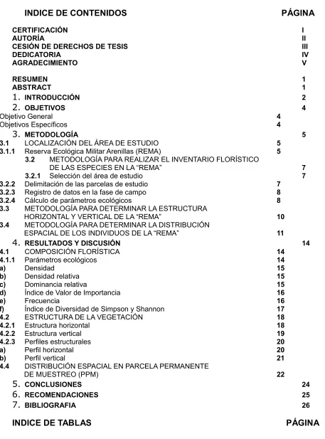 Tabla 1: Listado de especies presentes en la REMA. 