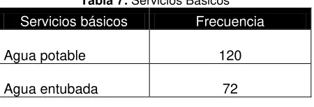 Tabla 7: Servicios Básicos 