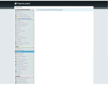 Figura 2.23. Opciones del Panel de Control de Liferay 