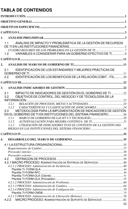 TABLA DE CONTENIDOS 