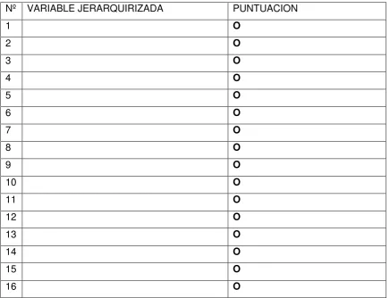 Cuadro 10. Nº VARIABLE JERARQUIRIZADA 