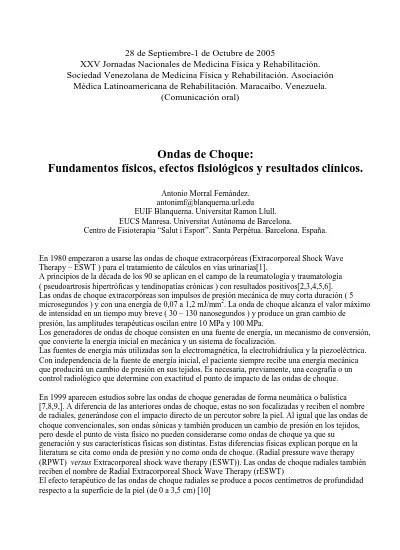 Ondas de Choque Fundamentos físicos efectos fisiológicos y resultados