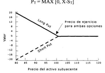Figura 6 Valor de la opción Put al momento de expirar (Kolb, 1995)