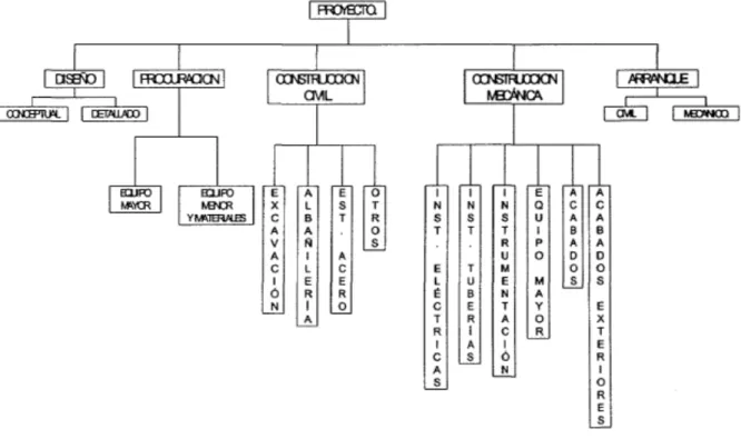 FIGURA 3 Ejemplo de un Diagrama de la Estructura Desglosada de Trabajo (WBS)