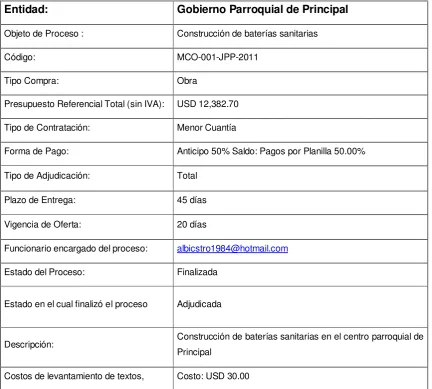 Tabla 10: Liquidación económica 