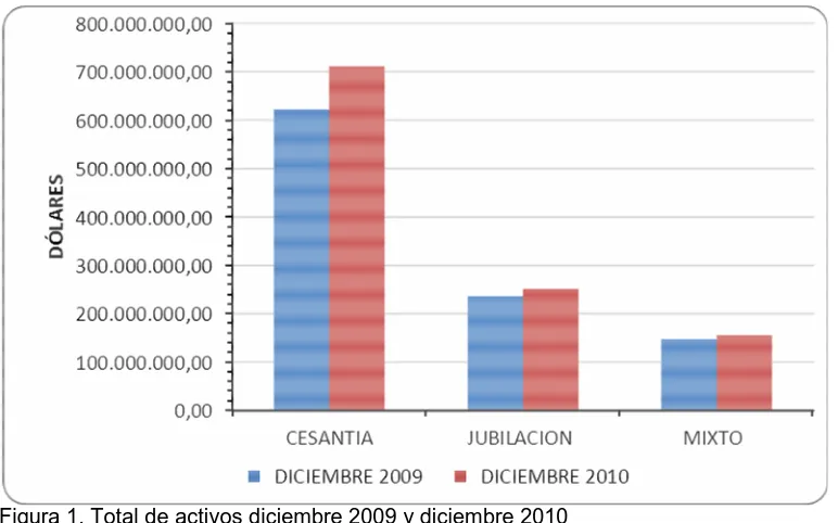 Tabla 1. Total de activos diciembre 2009 y diciembre 2010(en dólares)