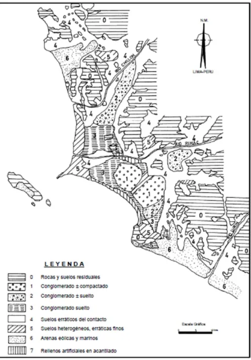 Figura 5. Mapa de las condiciones de mecánica de suelos de la ciudad de Lima . 